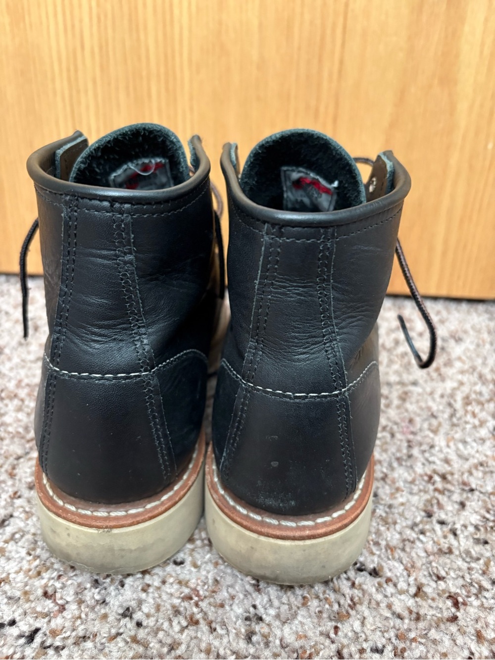 Red Wing Black Leather Moc Toe Boots - Picture 4 of 8